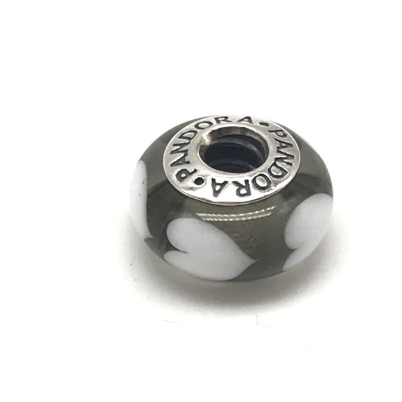 Pandora Gray Hearts Murano Glass Bead Charm - Picture 2 of 3